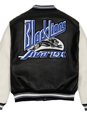 Avirex Black Lions Varsity Men’s Leather Jacket Size small Authentic NWT